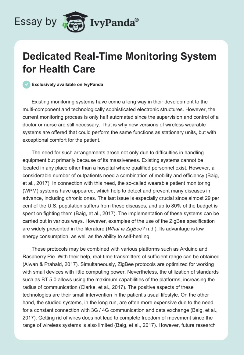 Dedicated Real-Time Monitoring System for Health Care. Page 1