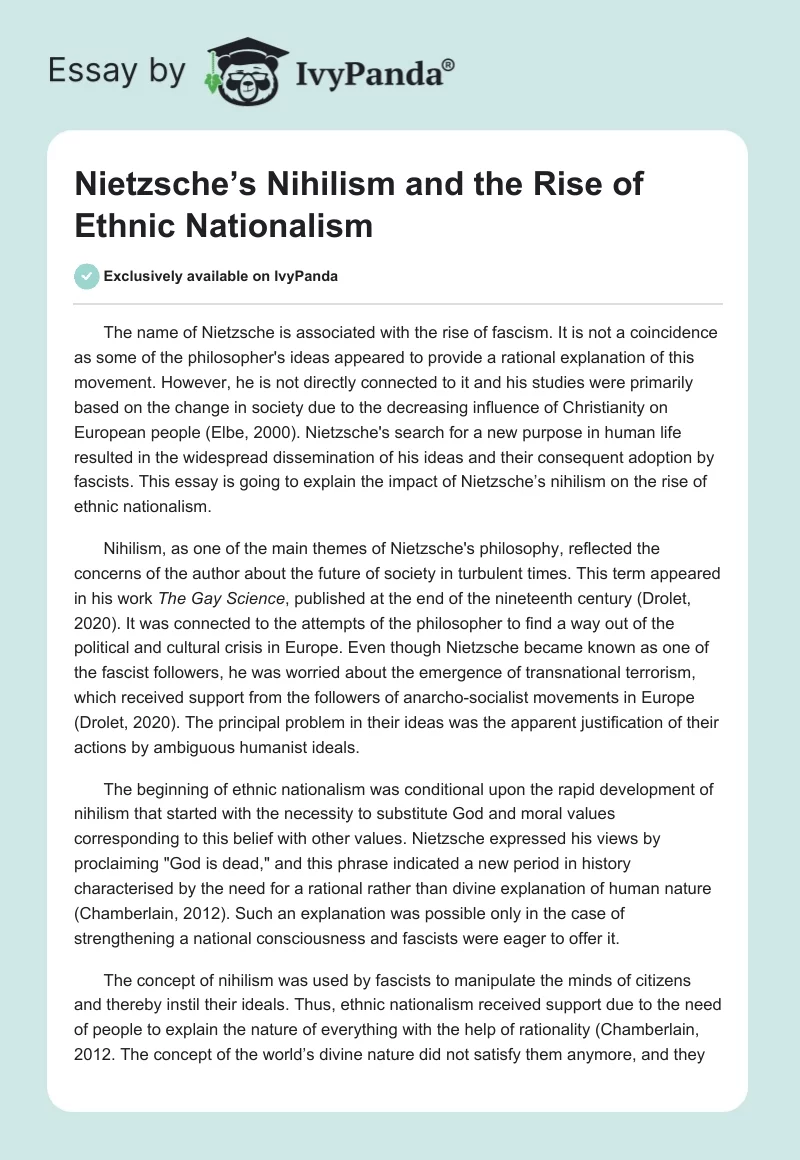 Nietzsche’s Nihilism and the Rise of Ethnic Nationalism. Page 1