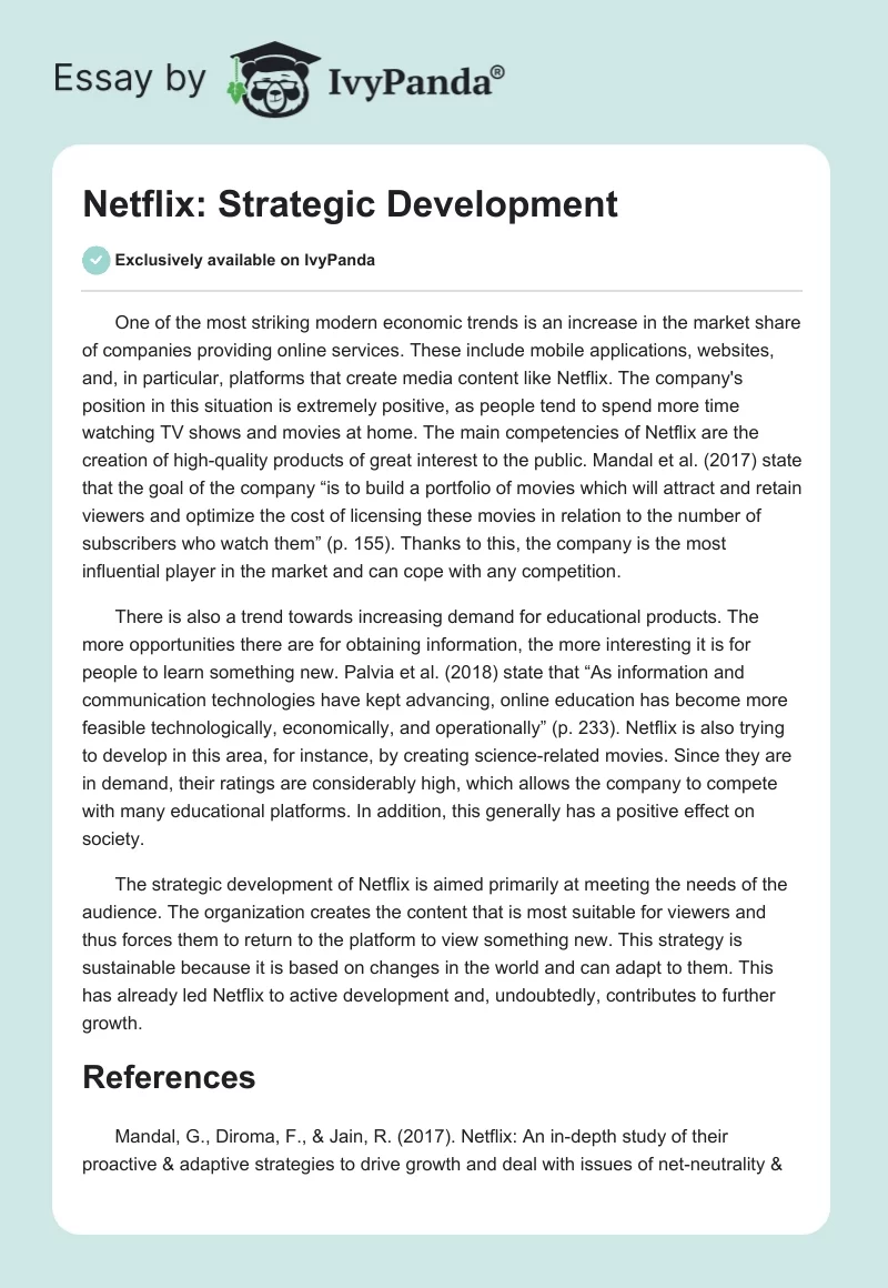 Netflix: Strategic Development. Page 1