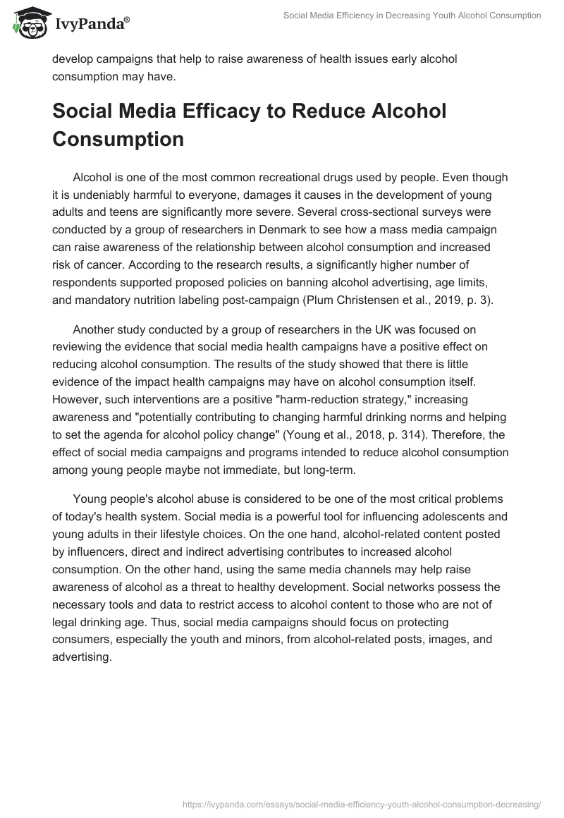 Social Media Efficiency in Decreasing Youth Alcohol Consumption. Page 2