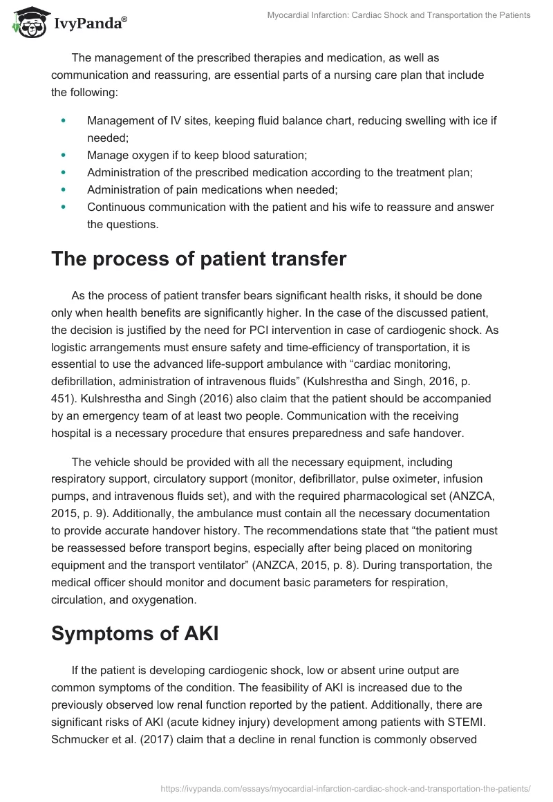 Myocardial Infarction: Cardiac Shock and Transportation the Patients. Page 3