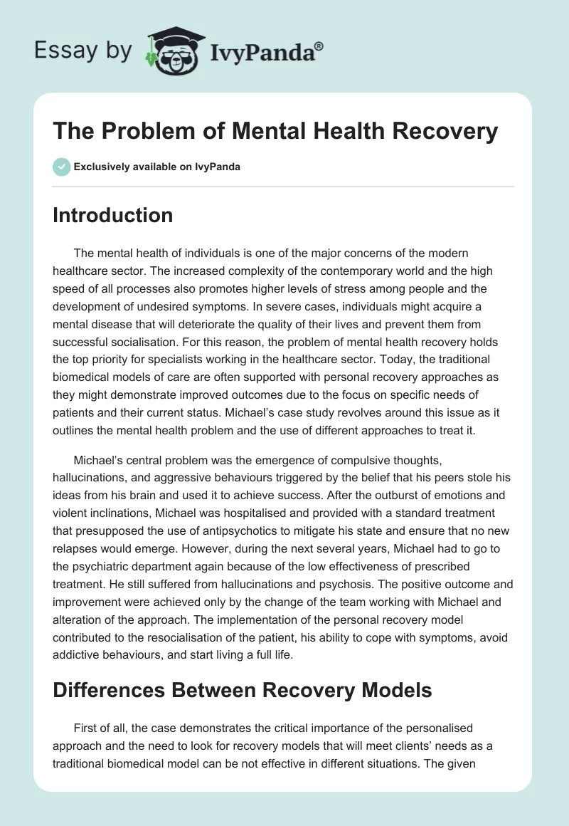 The Problem of Mental Health Recovery. Page 1