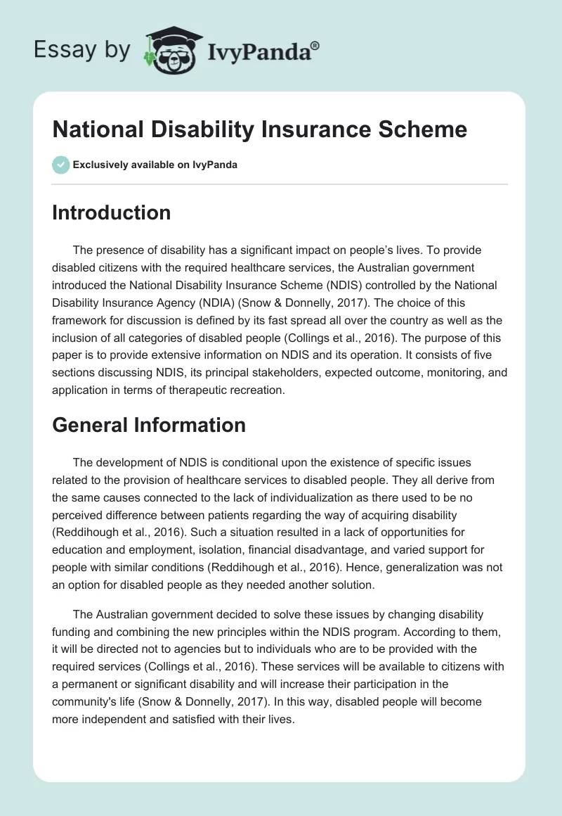 National Disability Insurance Scheme. Page 1