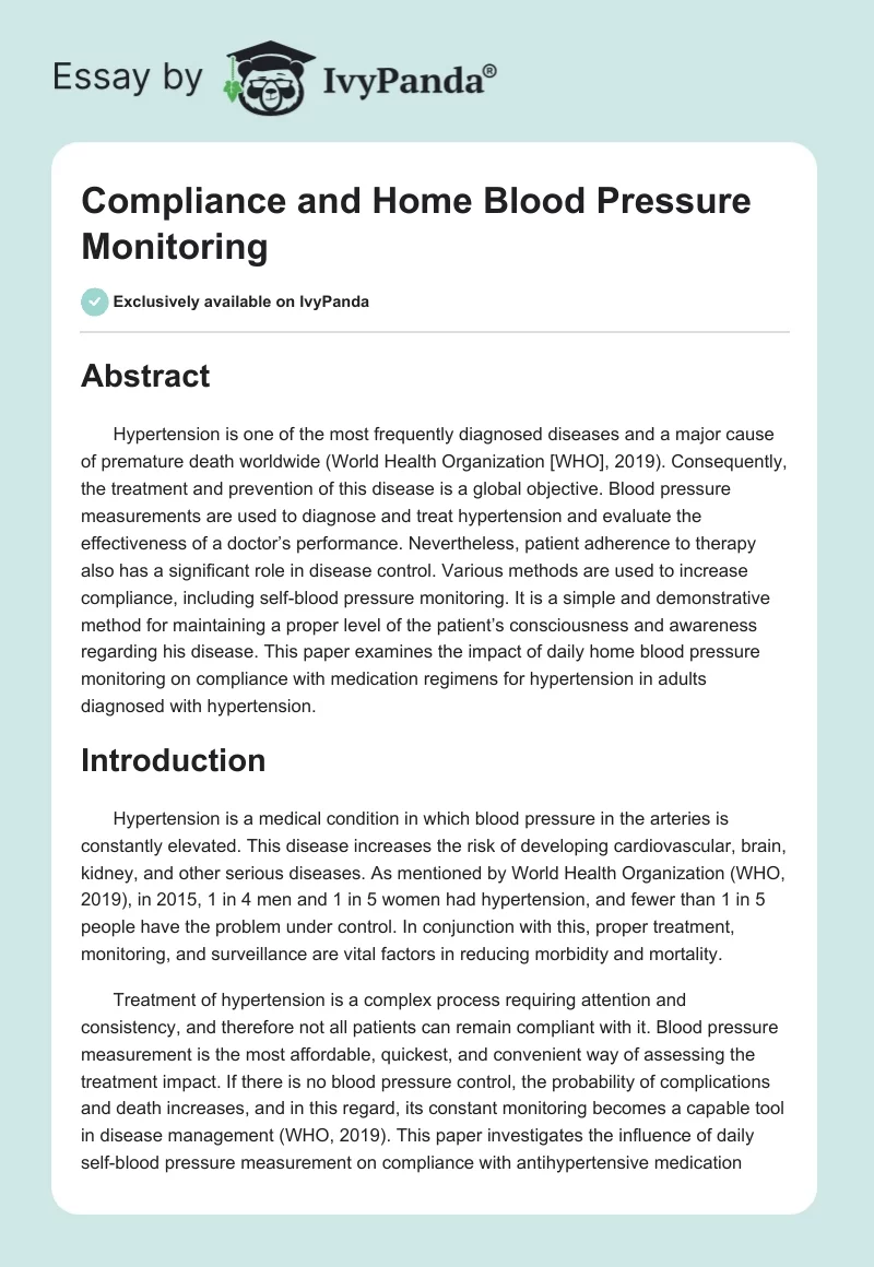 Compliance and Home Blood Pressure Monitoring. Page 1