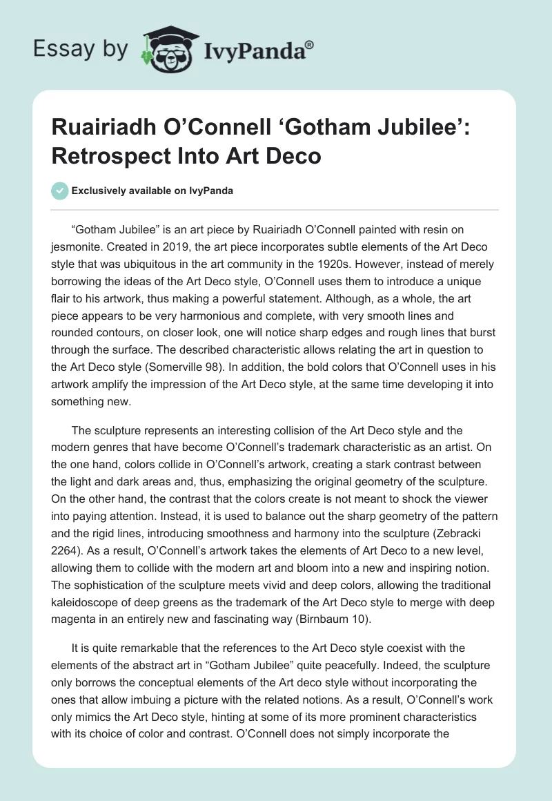 Ruairiadh O’Connell ‘Gotham Jubilee’: Retrospect Into Art Deco. Page 1