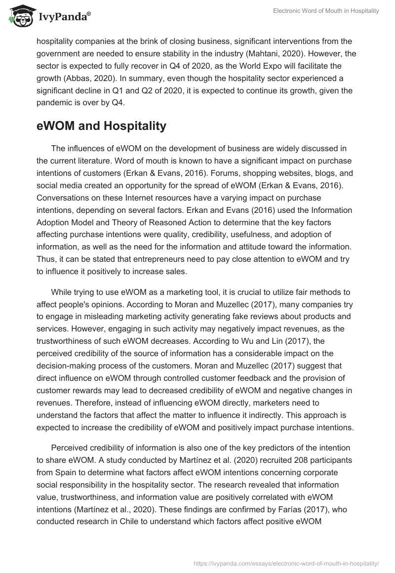 Electronic Word of Mouth in Hospitality. Page 5