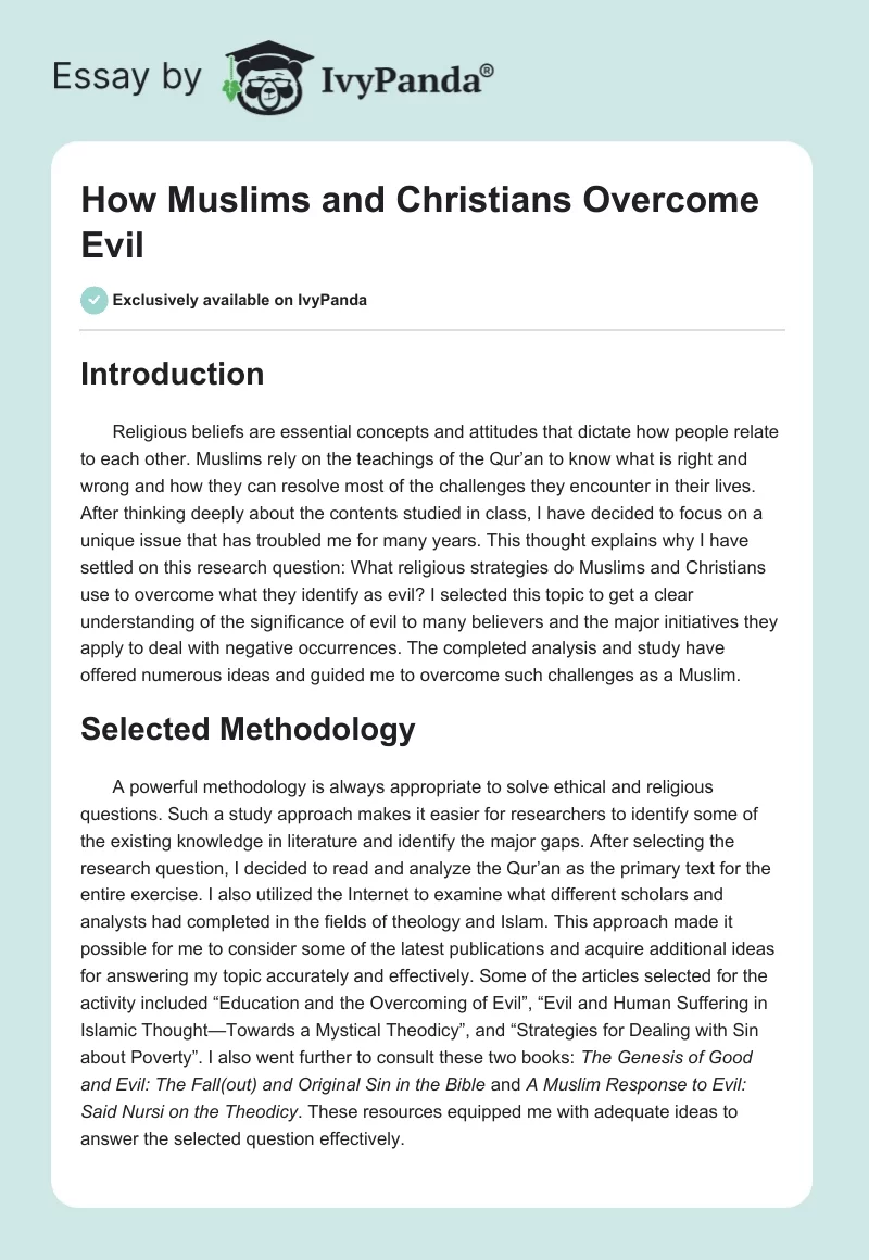How Muslims and Christians Overcome Evil. Page 1