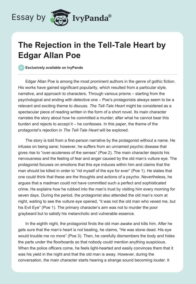 The Rejection in the Tell-Tale Heart by Edgar Allan Poe. Page 1