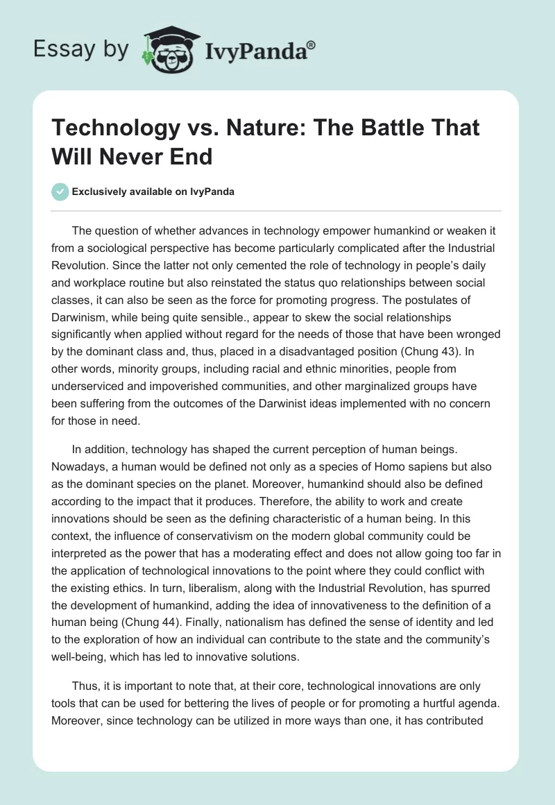 Technology vs. Nature: The Battle That Will Never End. Page 1