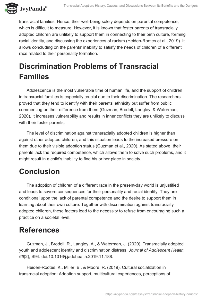 Transracial Adoption: History, Causes, and Discussions Between Its Benefits and the Dangers. Page 2