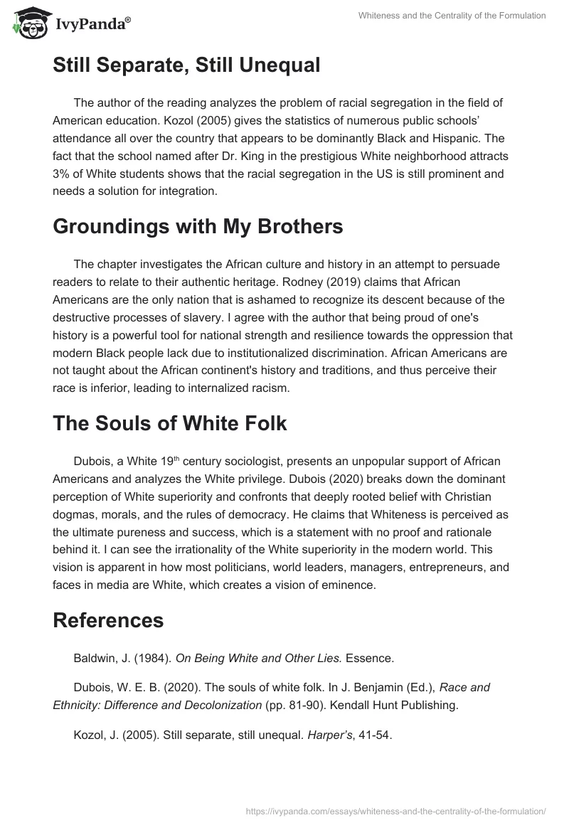 Whiteness and the Centrality of the Formulation. Page 2