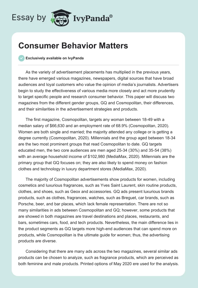 Consumer Behavior Matters. Page 1