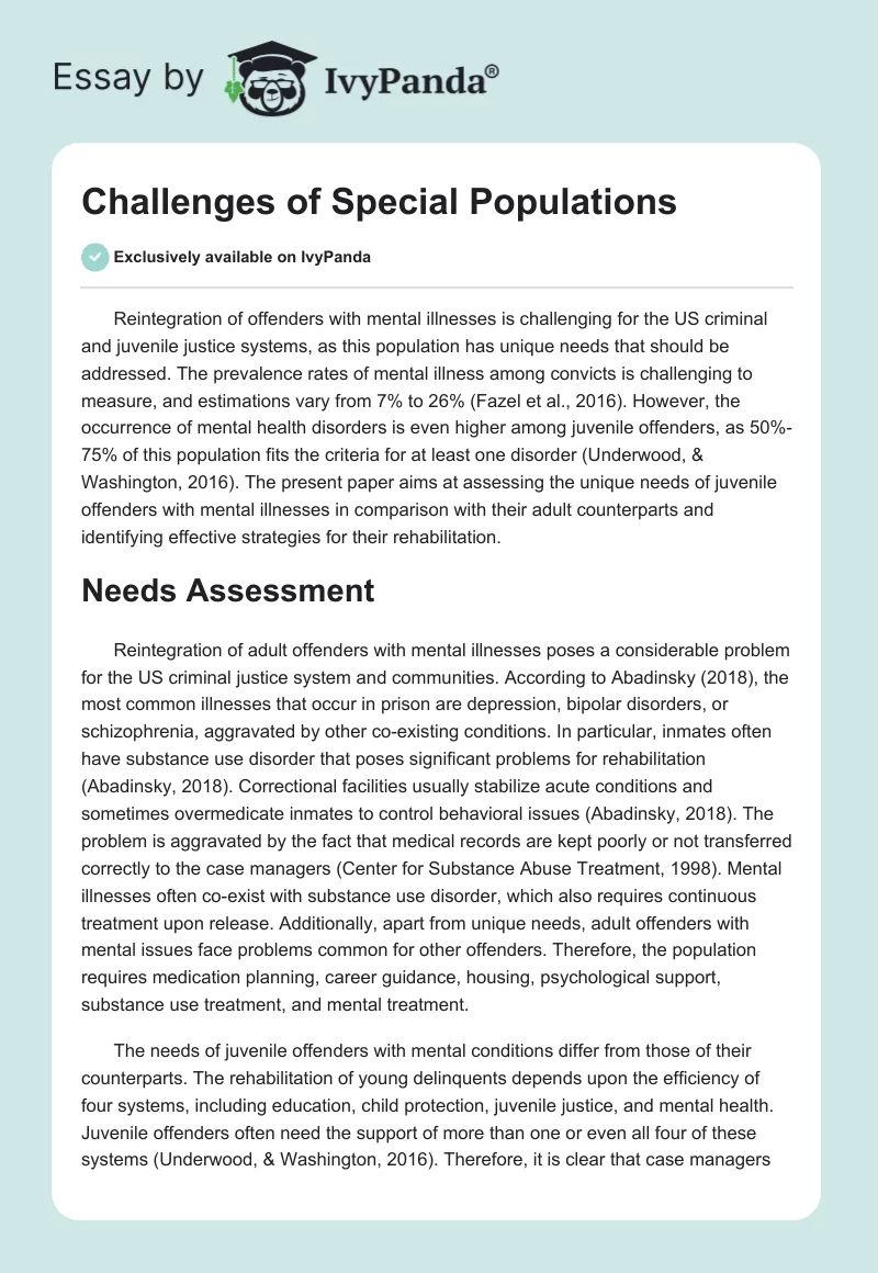 Challenges of Special Populations. Page 1