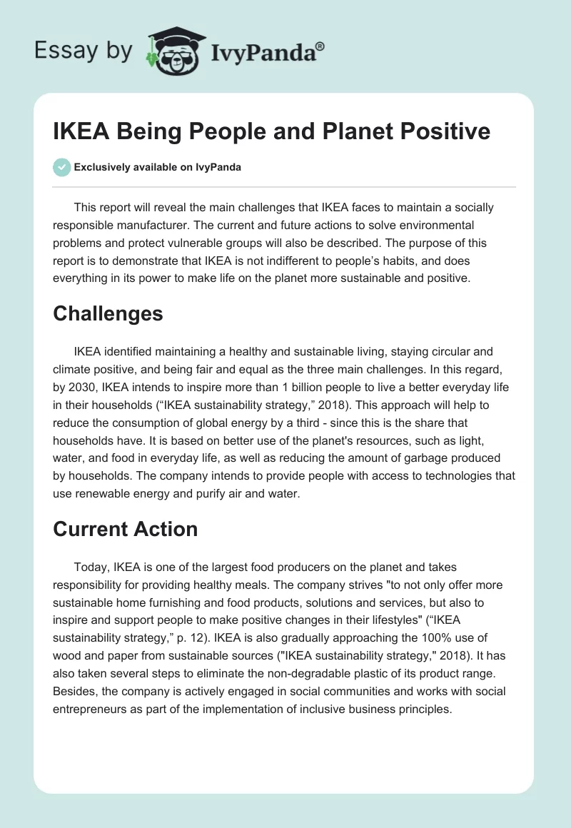 IKEA Being People and Planet Positive. Page 1