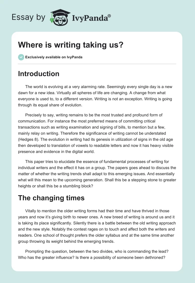 Where is writing taking us?. Page 1