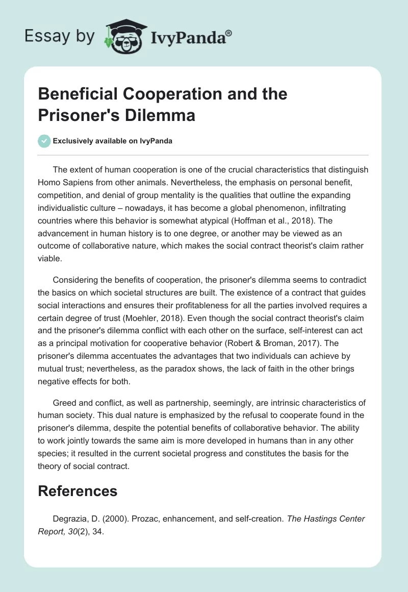 Beneficial Cooperation and the Prisoner's Dilemma. Page 1