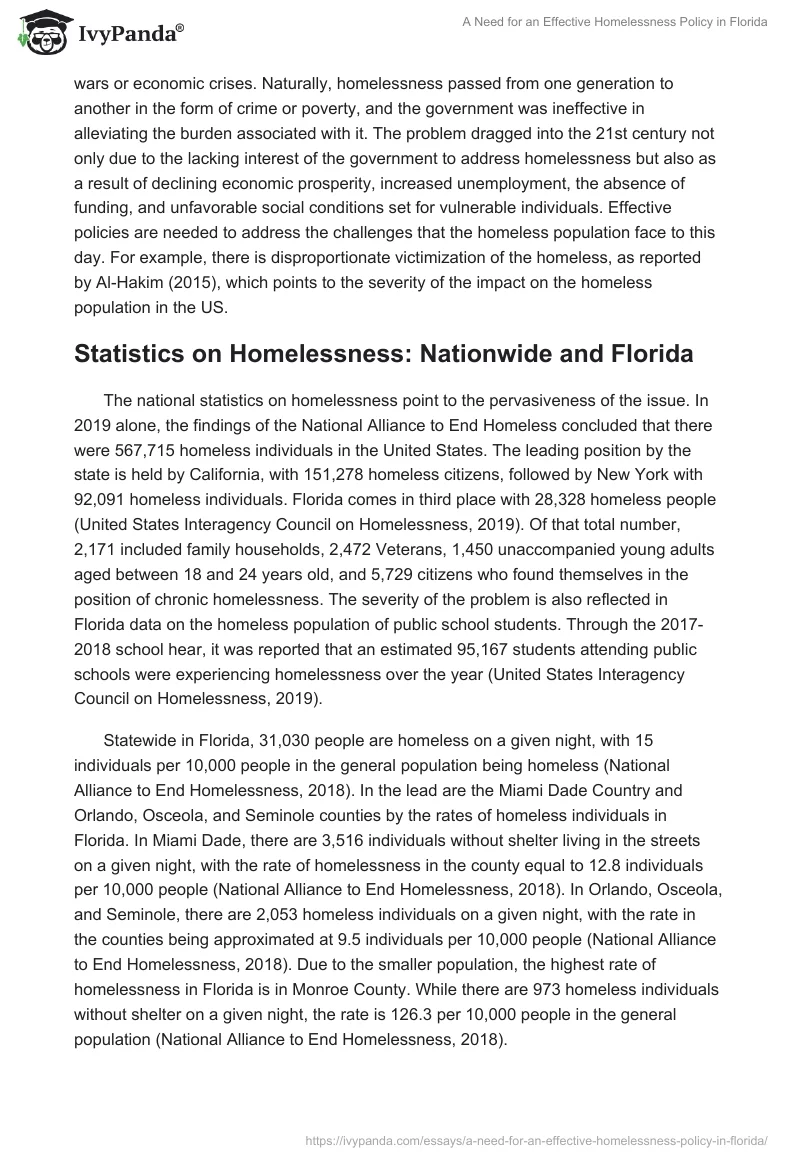 A Need for an Effective Homelessness Policy in Florida. Page 5