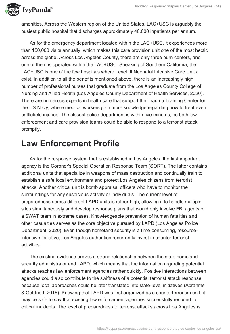 Incident Response: Staples Center (Los Angeles, CA). Page 2