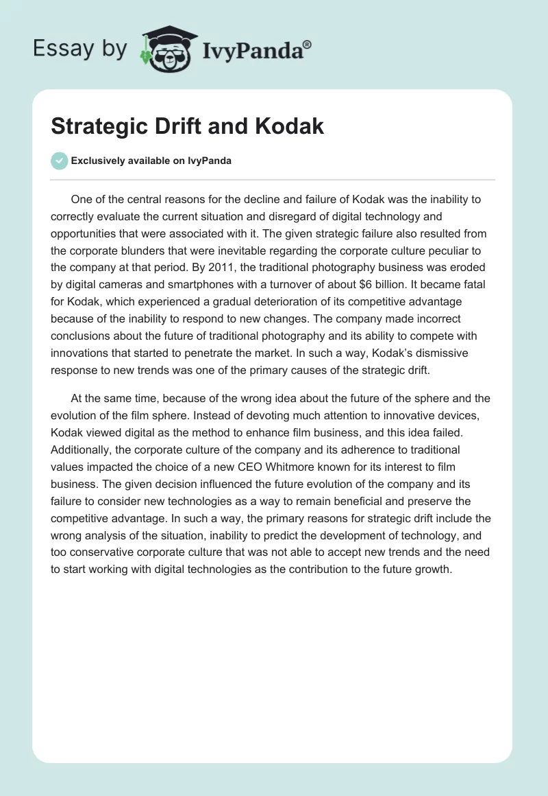 Strategic Drift and Kodak. Page 1