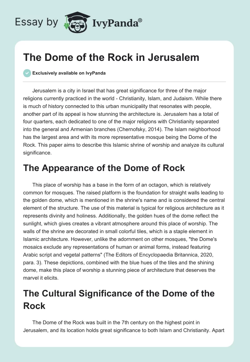The Dome of the Rock in Jerusalem. Page 1
