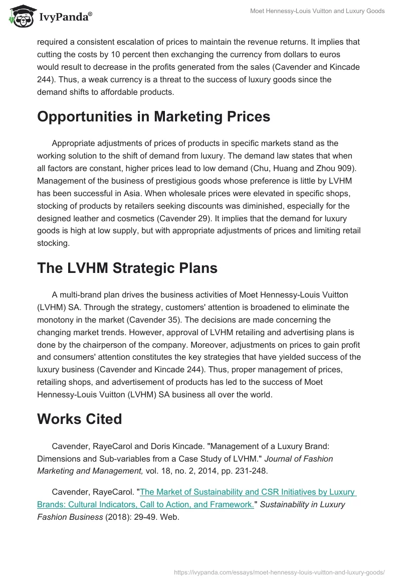 Solved LVMH and Luxury Goods Marketing LY VMI Moet