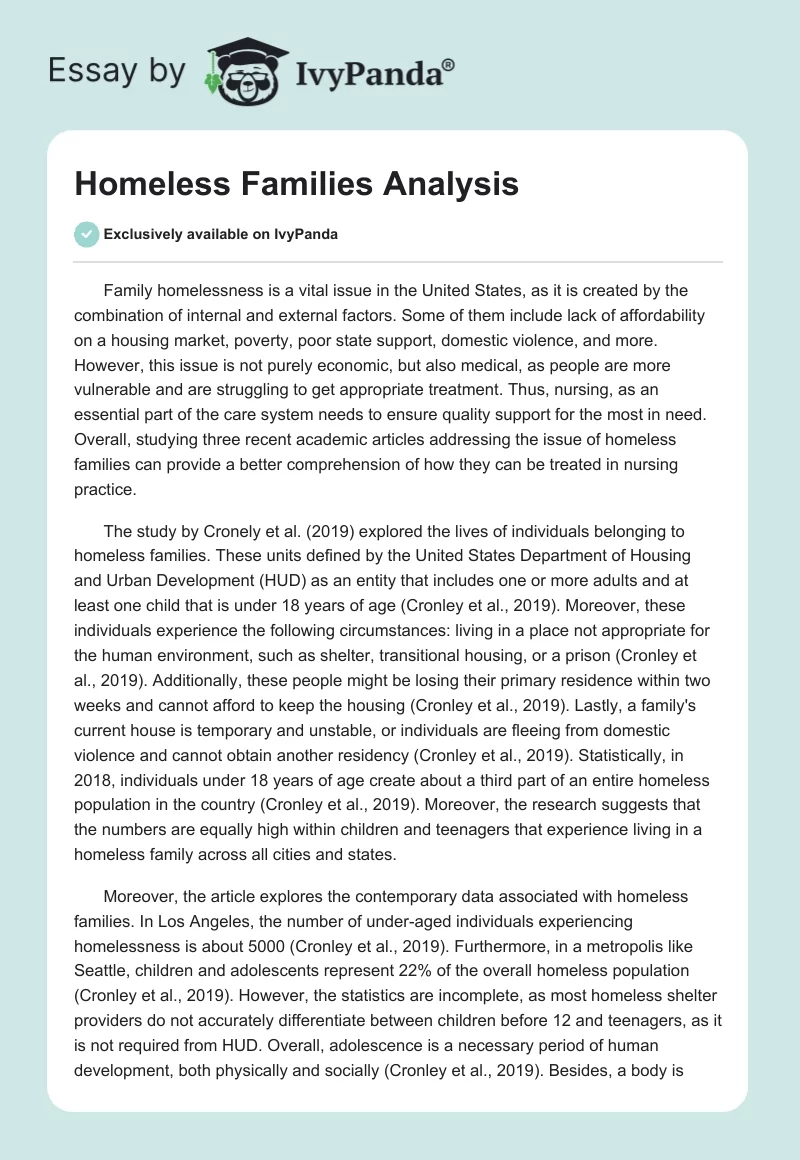 Homeless Families Analysis. Page 1