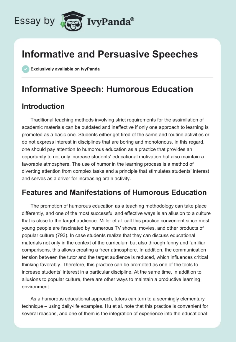 Informative and Persuasive Speeches. Page 1