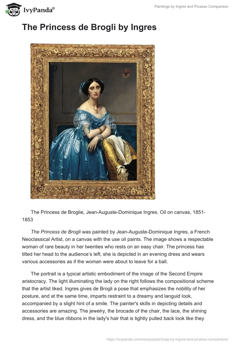 Paintings by Ingres and Picasso Comparison. Page 2