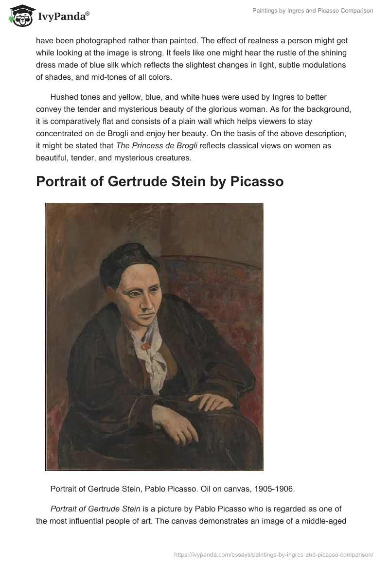 Paintings by Ingres and Picasso Comparison. Page 3