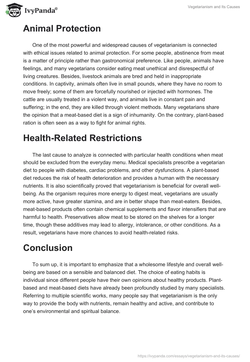 Vegetarianism and Its Causes. Page 2