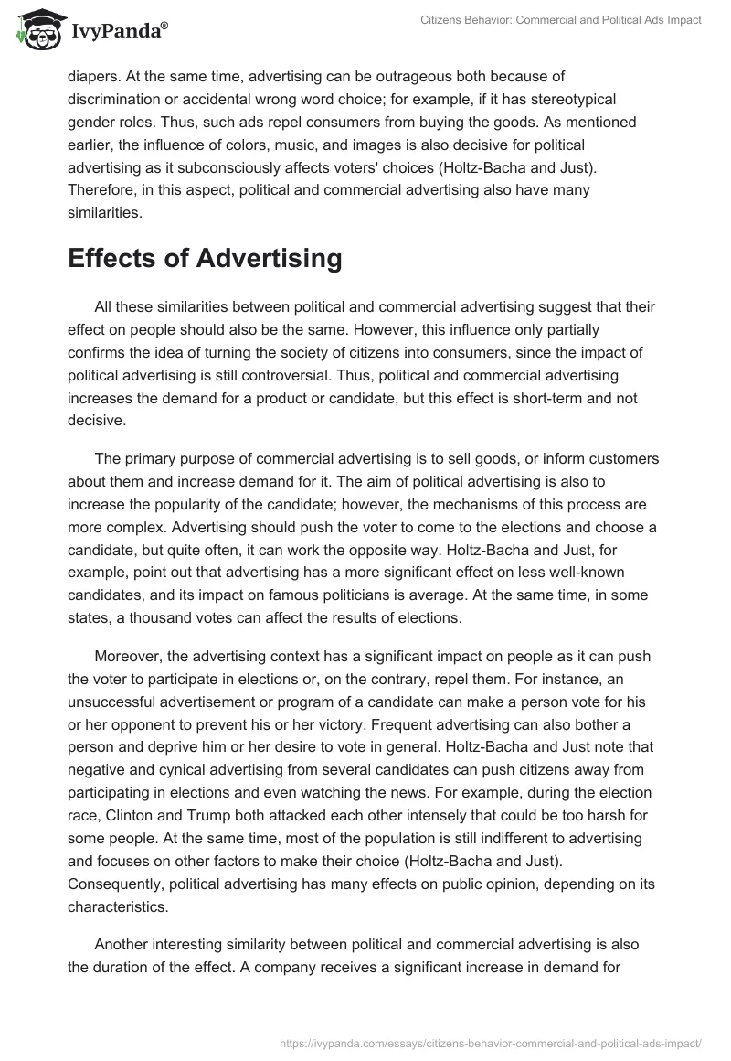 Citizens Behavior: Commercial and Political Ads Impact. Page 4