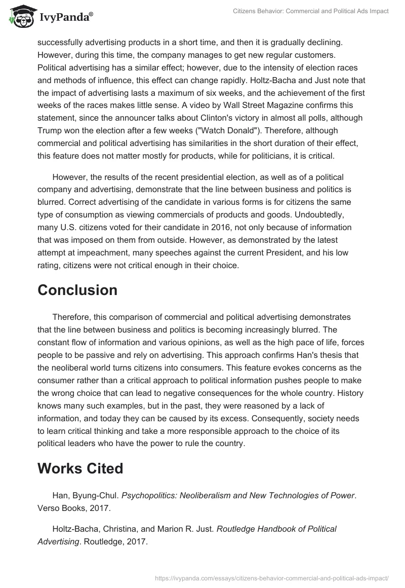 Citizens Behavior: Commercial and Political Ads Impact. Page 5