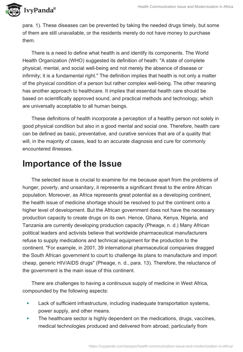 Health Communication Issue and Modernization in Africa. Page 4