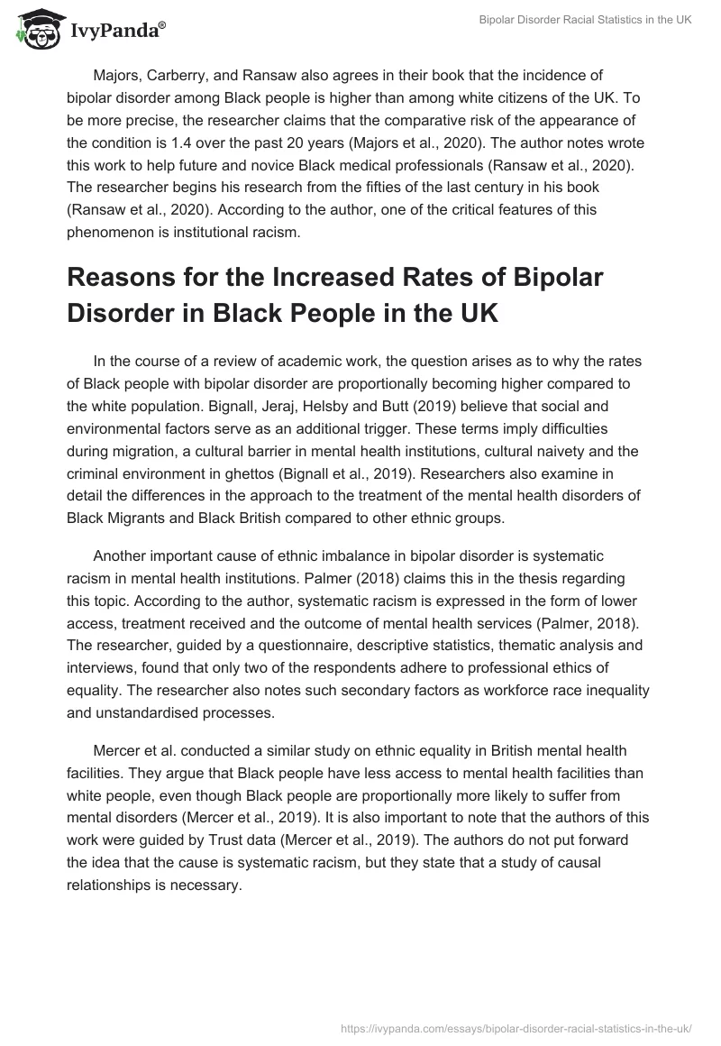 Bipolar Disorder Racial Statistics in the UK. Page 3