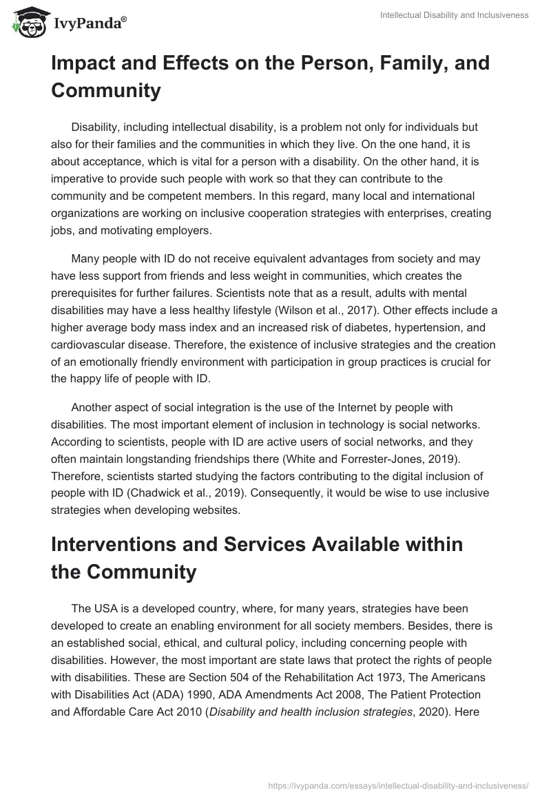 Intellectual Disability and Inclusiveness. Page 2