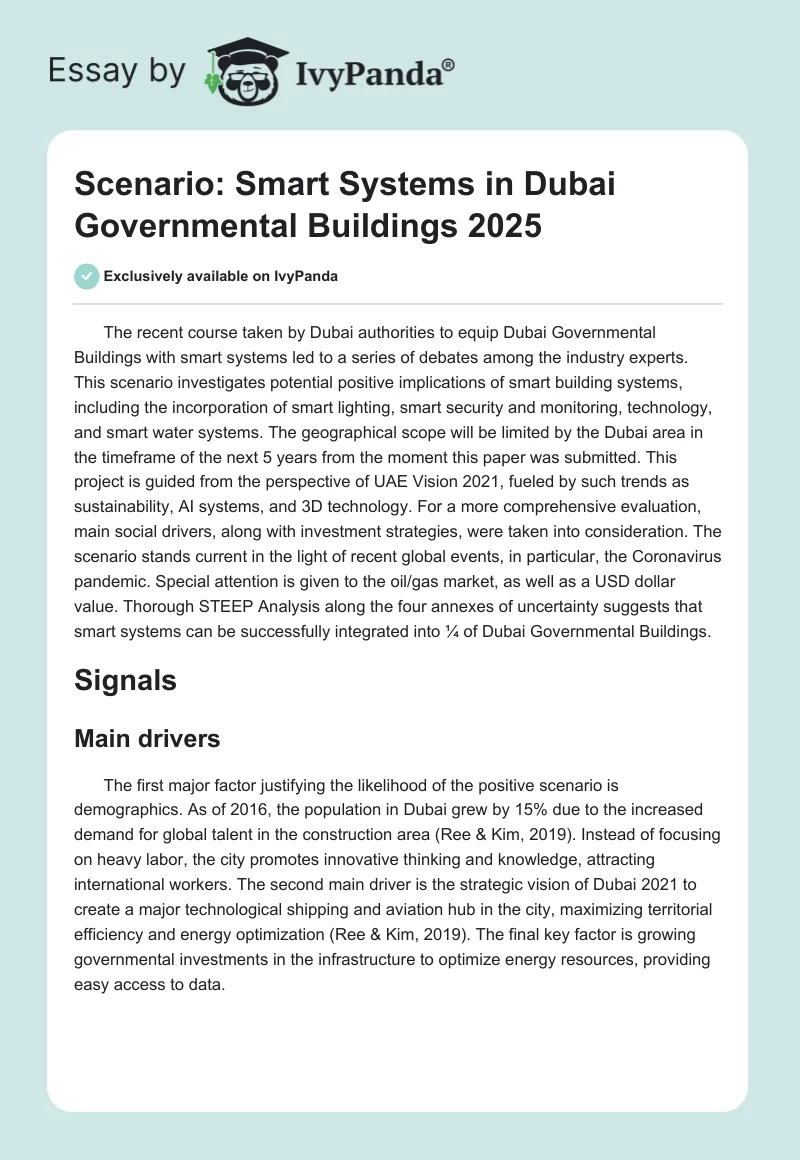 Scenario: Smart Systems in Dubai Governmental Buildings 2025. Page 1