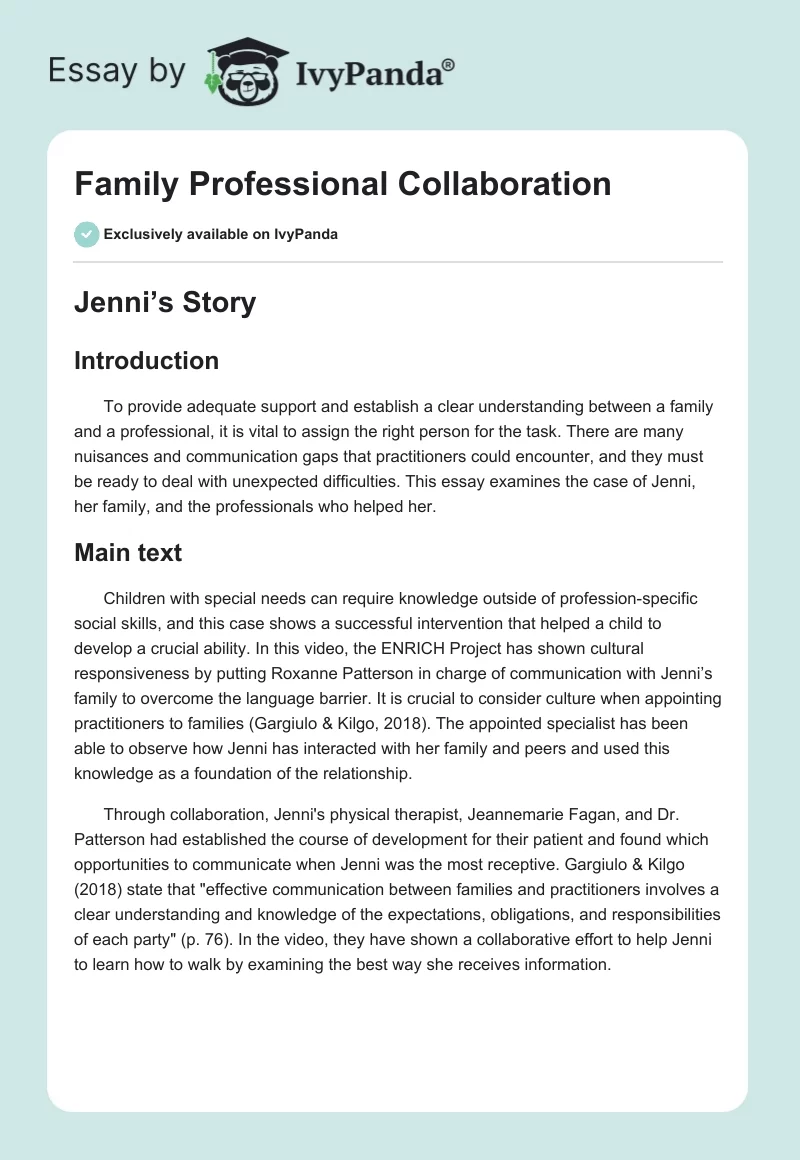 Family Professional Collaboration. Page 1