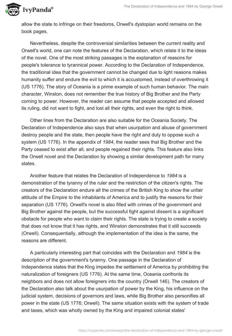 The Declaration of Independence and 1984 by George Orwell. Page 2