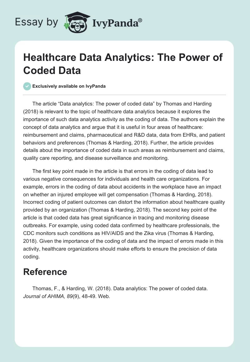 Healthcare Data Analytics: The Power of Coded Data. Page 1