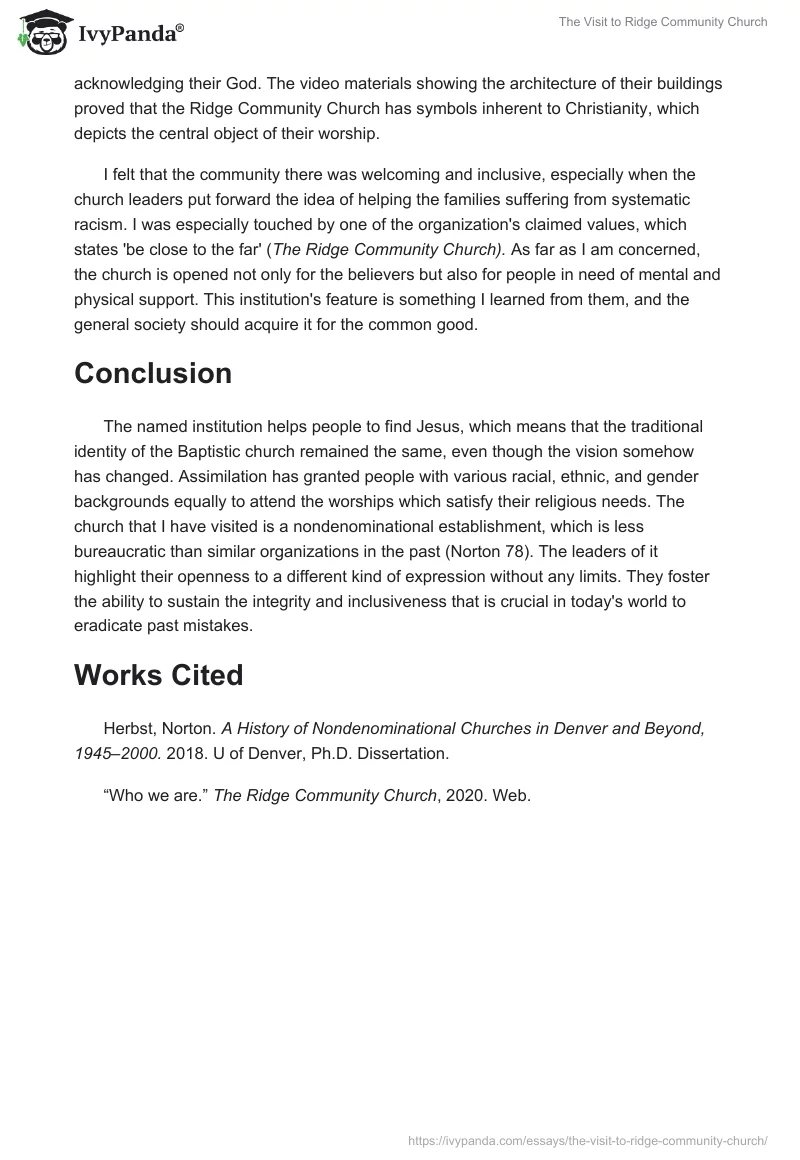 The Visit to Ridge Community Church. Page 2