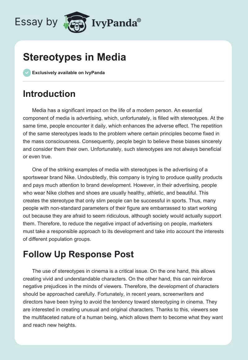 Stereotypes in Media. Page 1