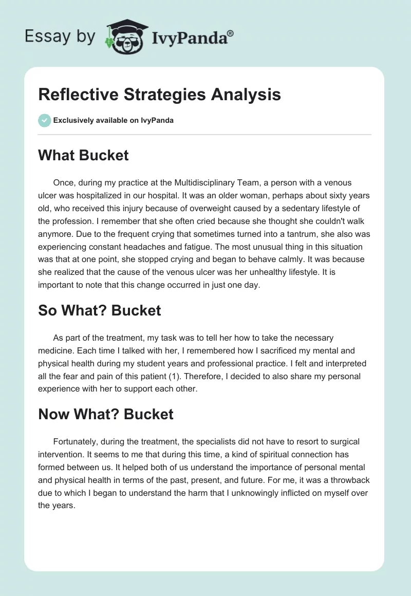 Reflective Strategies Analysis. Page 1