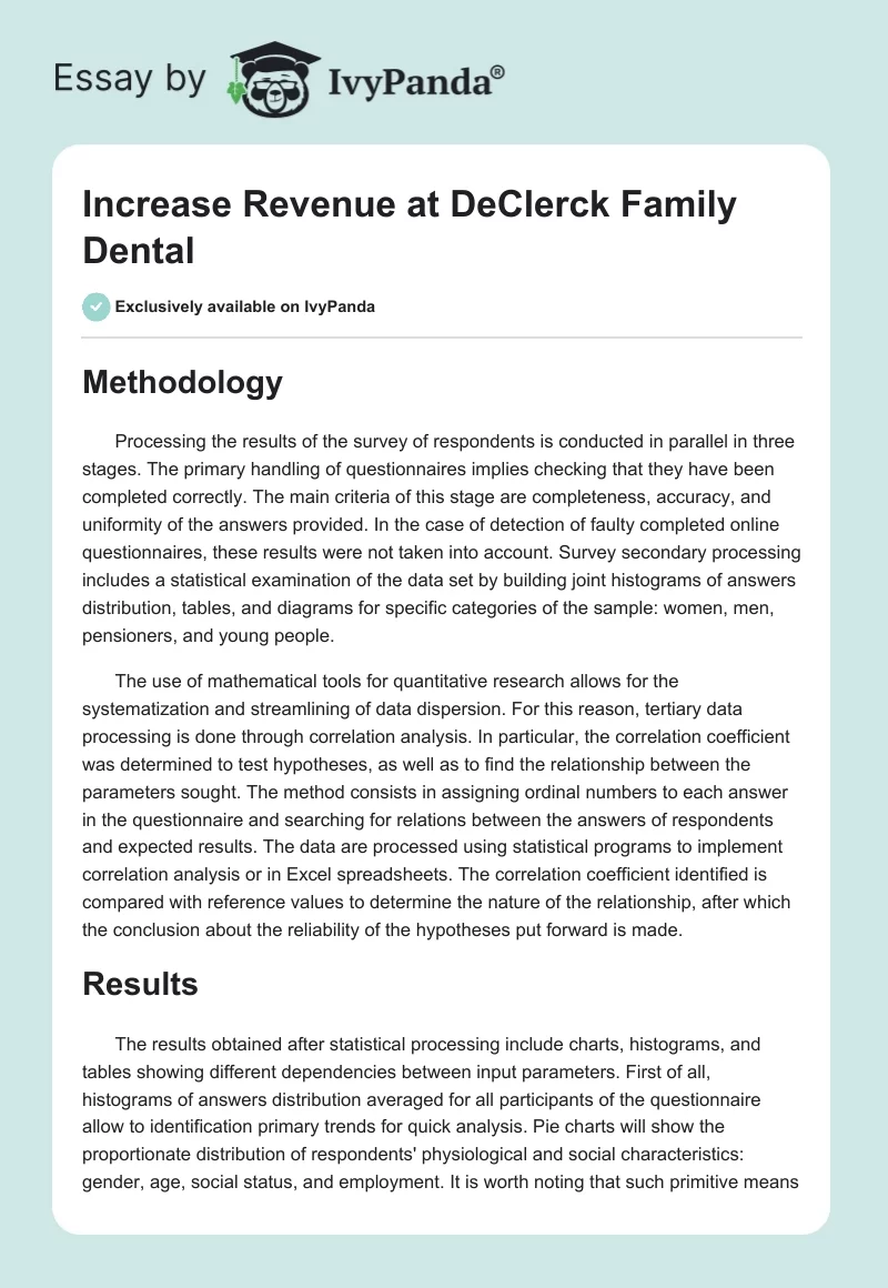 Increase Revenue at DeClerck Family Dental. Page 1