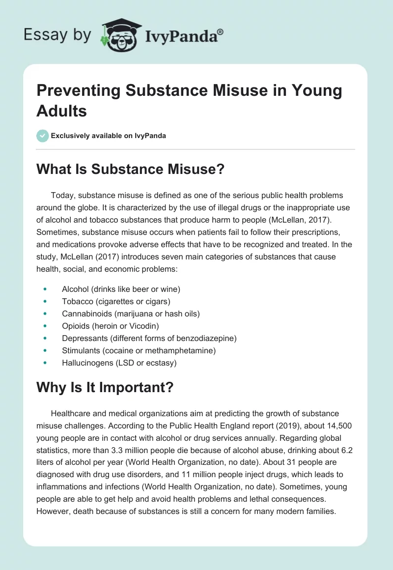 Preventing Substance Misuse in Young Adults. Page 1