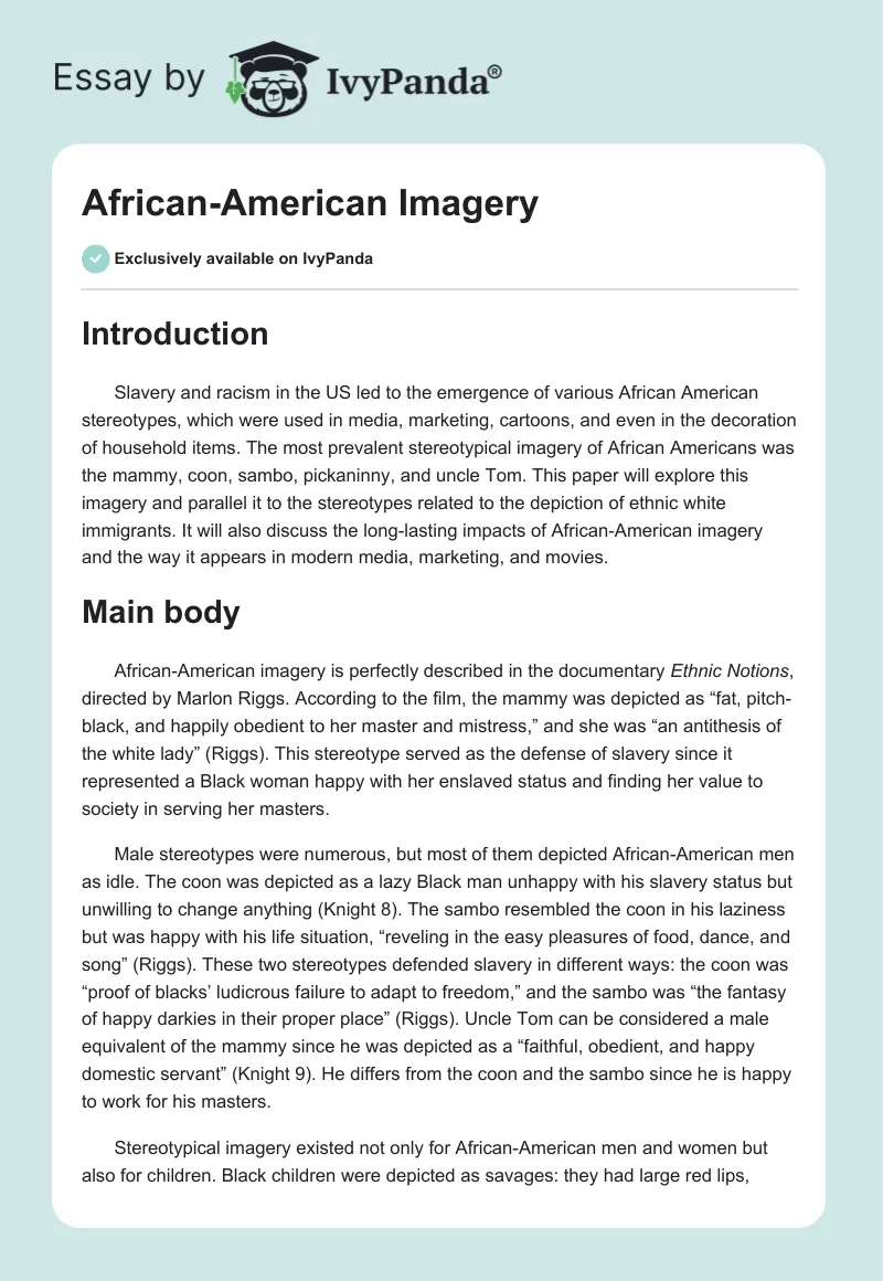 African-American Imagery. Page 1