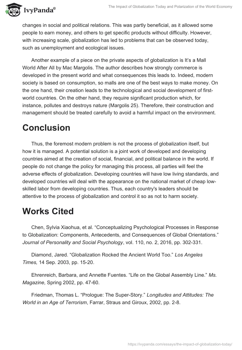 The Impact of Globalization Today and Polarization of the World Economy. Page 4