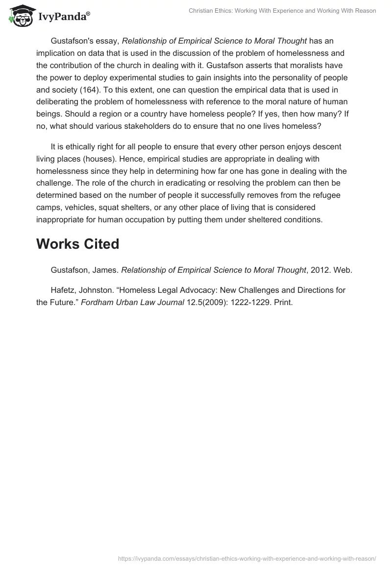 Christian Ethics: Working With Experience and Working With Reason. Page 2