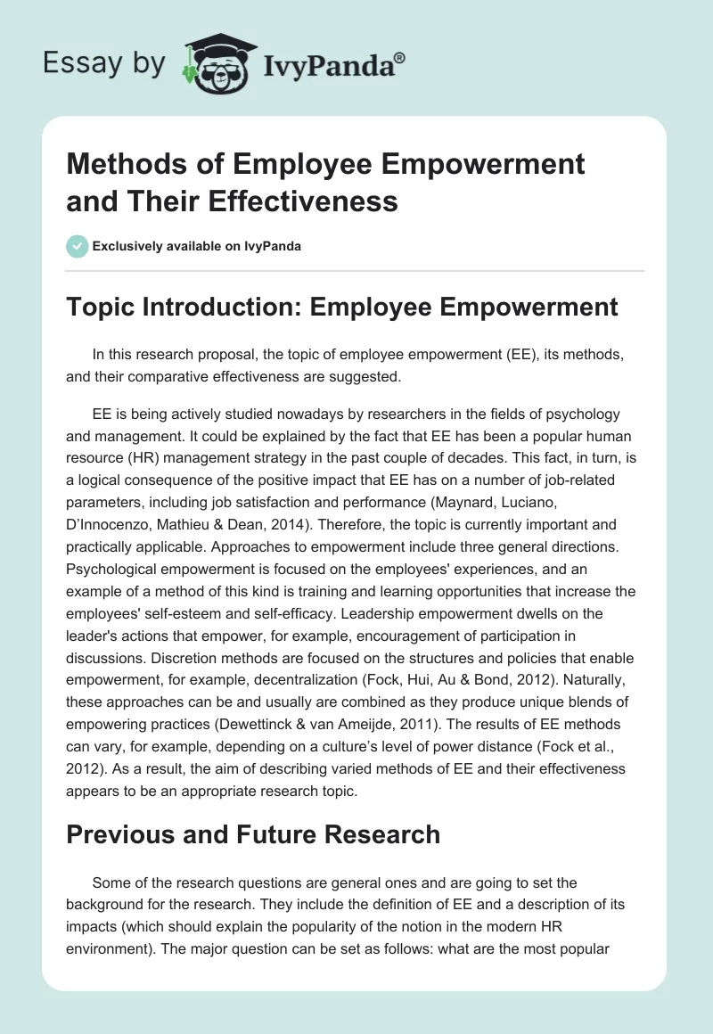 Methods of Employee Empowerment and Their Effectiveness. Page 1