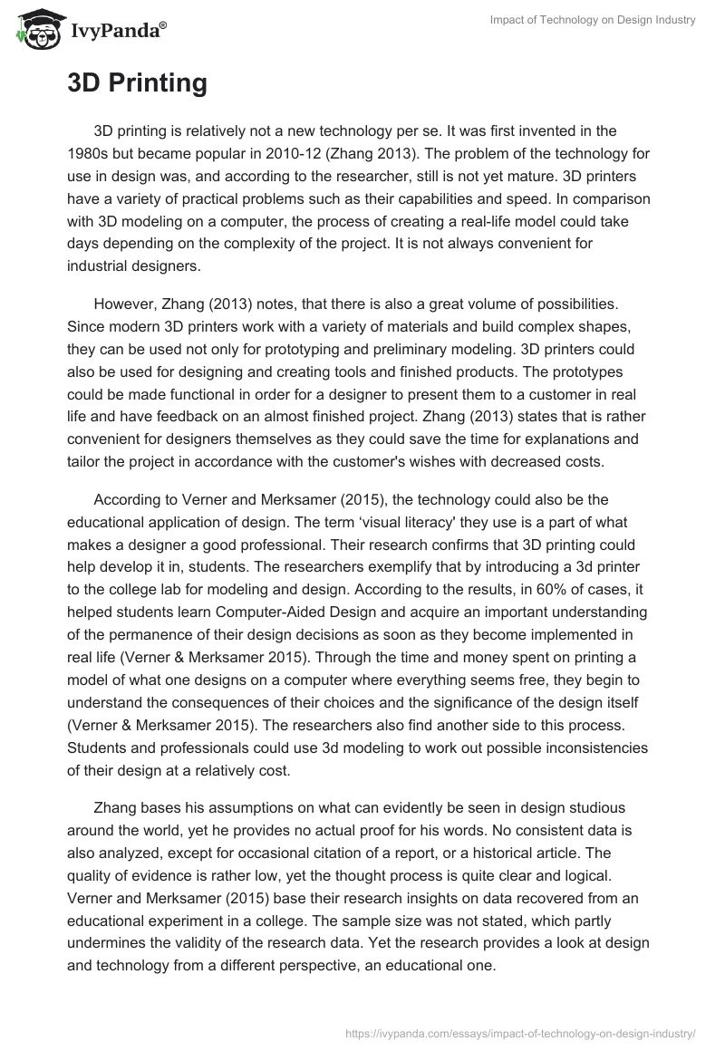 Impact of Technology on Design Industry. Page 2