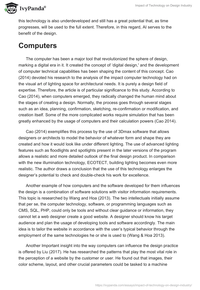 Impact of Technology on Design Industry. Page 4